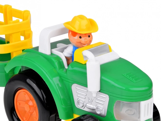Rolniczy traktor z przyczepą i zwierzętami dźwięk + światło ZA5390