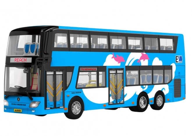 Niebieski piętrowy autobus wycieczkowy 1:42
