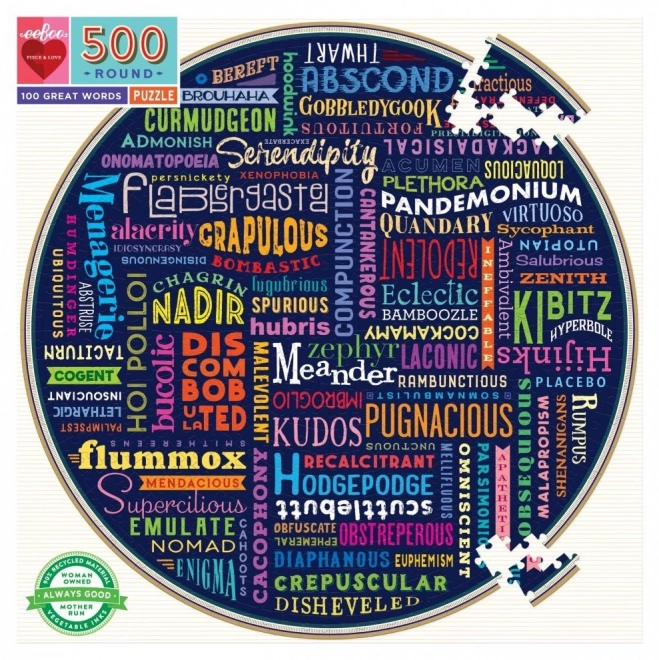 Okrągłe puzzle 100 świetnych słów 500 elementów