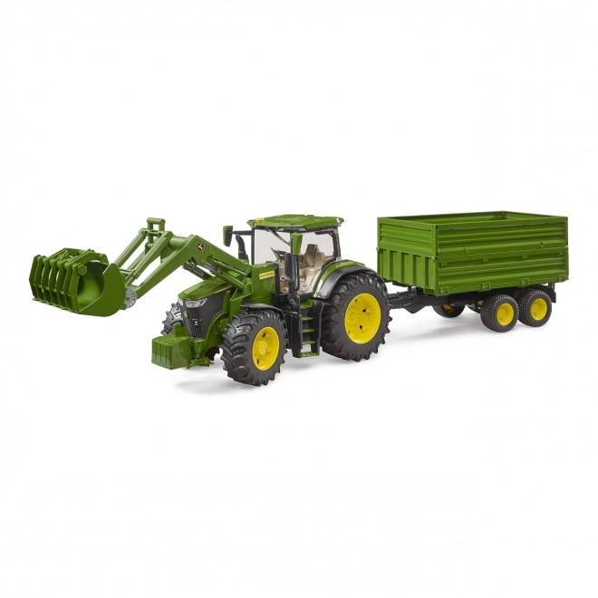 Traktor John Deere 7R z ładowaczem czołowym i przyczepą