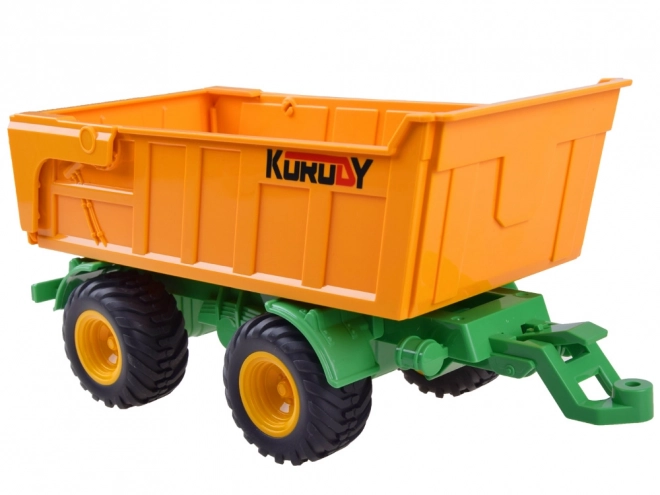 Zdalnie sterowany traktor z gumowymi kołami + przyczepa RC0601