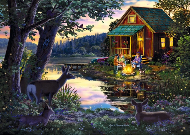 Drewniane Puzzle Wooden City Wieczór w domu nad jeziorem 2w1, 505 elementów EKO