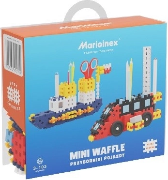 Klocki konstrukcyjne Mini Waffle – Organizery w kształcie pojazdów 140 elementów