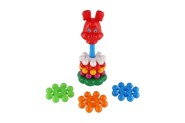 Układanka piramida z pierścieniami plastik 26cm w siatce 12m+