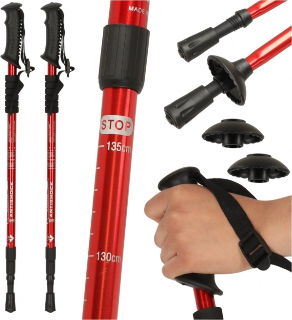 Kije trekkingowe do Nordic Walking składane 2 sztuki czerwone