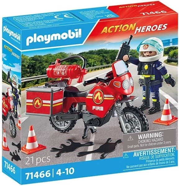 Playmobil motocykl strażaków na miejscu wypadku z figurką