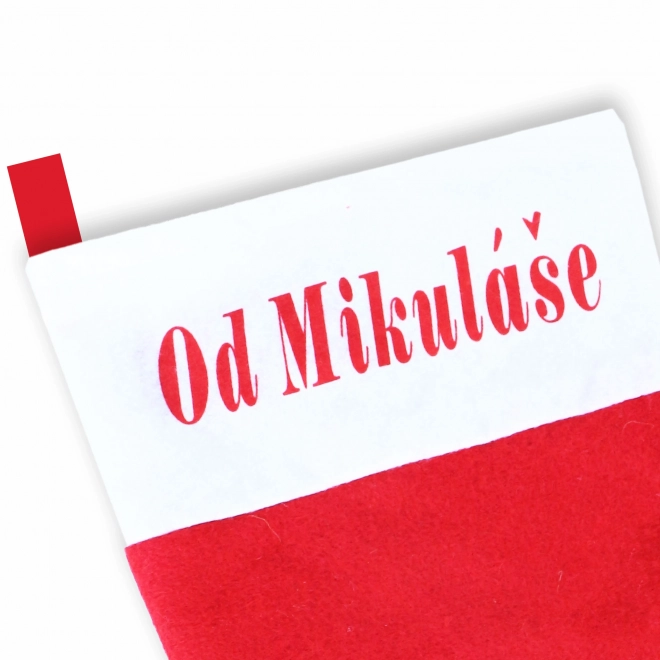 Świąteczna skarpeta z napisem Od Mikołaja