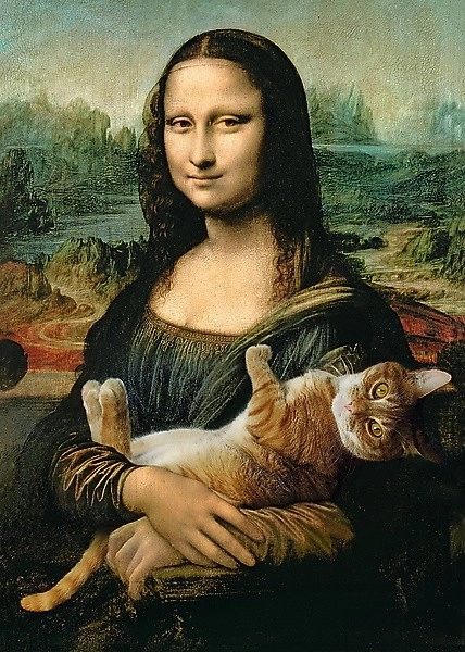 Puzzle Mona Lisa z kotem Mruczek, 500 elementów
