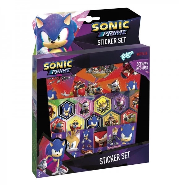 Sonic zestaw prezentowy z naklejkami w pudełku 18x24,5x1cm