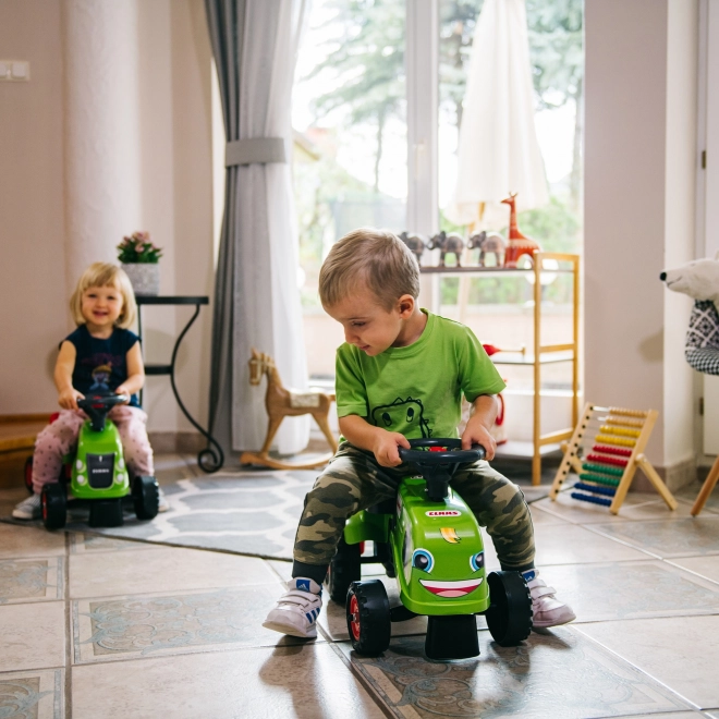 Jeździk traktor Claas zielony z kierownicą i przyczepą