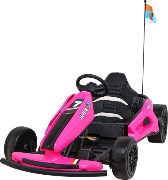 Dziecięcy elektryczny gokart Speed 7 Drift King, różowy, z funkcją driftu i kołami EVA