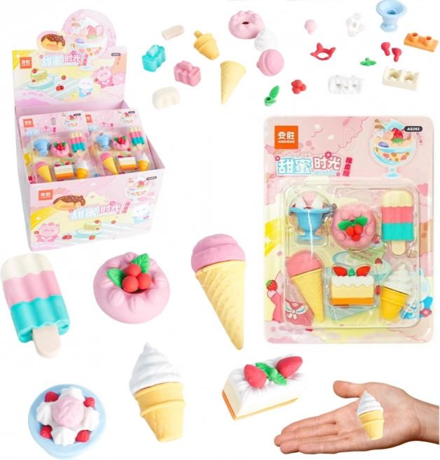 Zestaw gumek do mazania Sweets 6 szt.