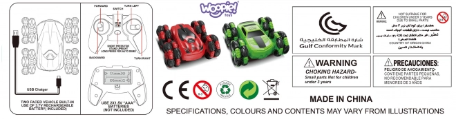 Woopie Zabawne RC auto z akrobacjami 360° z zdalnym sterowaniem 2,4 GHz