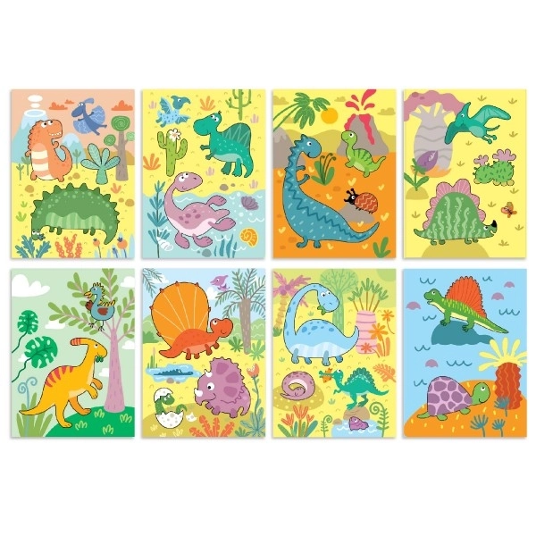Magiczne malowanie wodą Dinozaury kolorowanki/blok 12x14cm + pędzel 8 arkuszy w pudełku