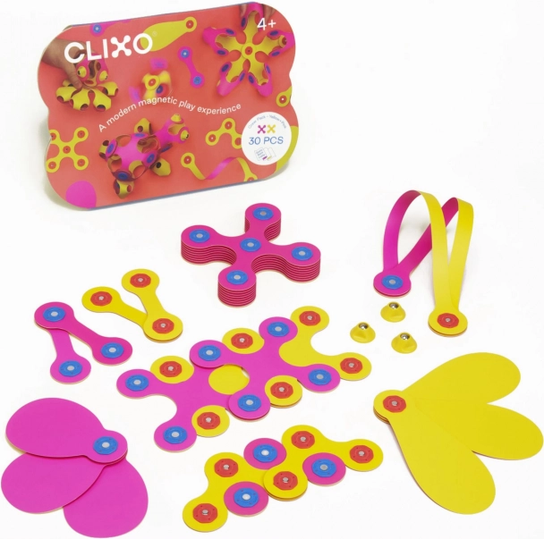 Magnetyczne klocki Clixo Crew Pack, różowe i żółte