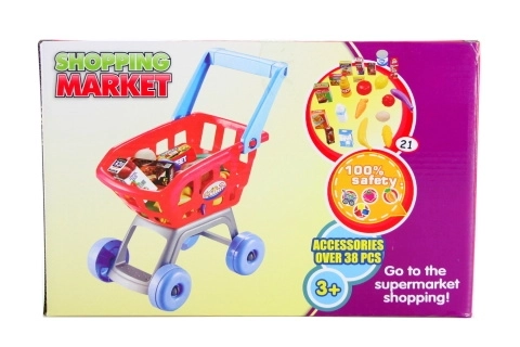 Dziecięcy koszyk na zakupy z produktami spożywczymi