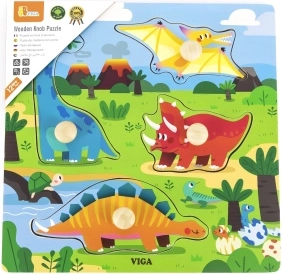 Drewniane puzzle z kołeczkami Dinozaury Viga