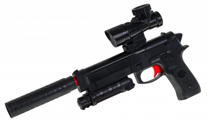 Zabawka pistolet dla dzieci 6+ z akcesoriami M92 z tłumikiem i celownikiem