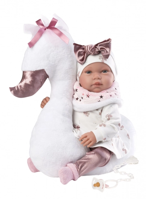 Llorens 84456 NEW BORN - realistyczna lalka niemowlę z dźwiękami i miękkim materiałowym ciałem - 44 cm