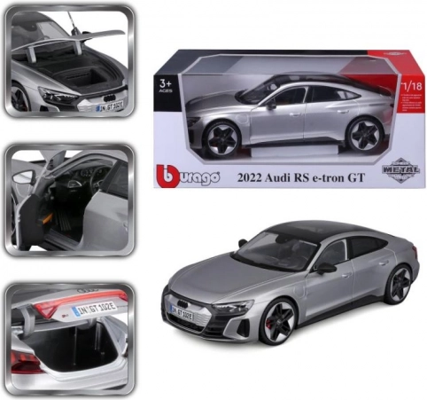 Metalowy model BBURAGO 1:18 AUDI RS e-tron GT – srebrny