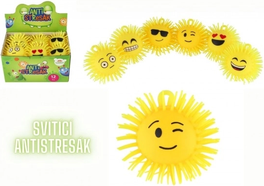 Antystresowa silikonowa piłeczka uśmiech 8 cm ze światłem