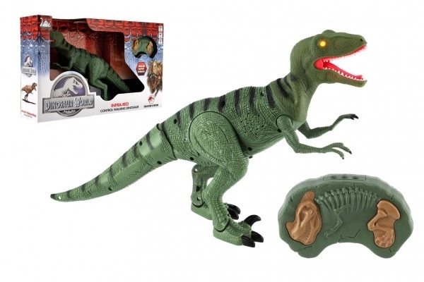 Dinozaur chodzący IC velociraptor plastik 50cm na baterie z dźwiękiem i światłem w pudełku 53x32,5x12cm