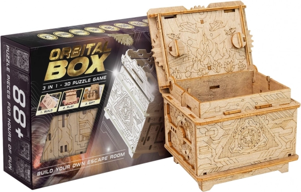 Drewniana mechaniczna łamigłówka ESCAPEWELT ORBITAL BOX – zestaw 3D