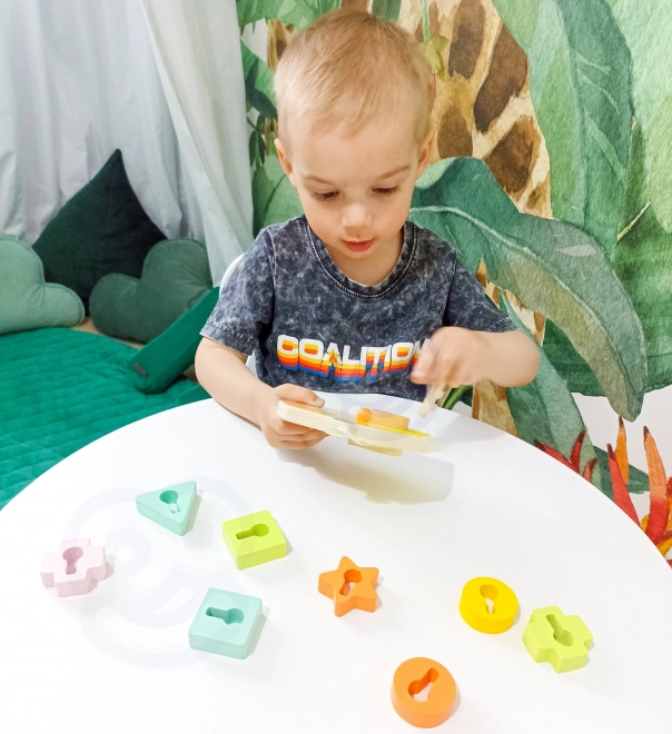 Classic World Montessori drewniane nawlekanie klucze i drzwi 11 szt.