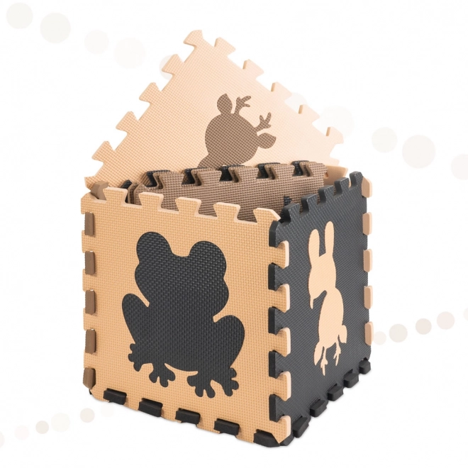 Brązowe piankowe puzzle z leśnymi zwierzątkami - 9 sztuk