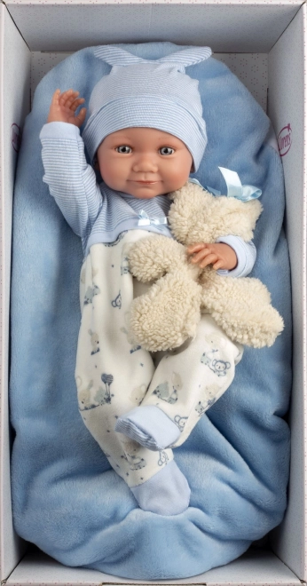 Llorens 73807 NOWORODEK CHŁOPCZYK - realistyczna lalka niemowlak z całym winylowym ciałem - 40 cm