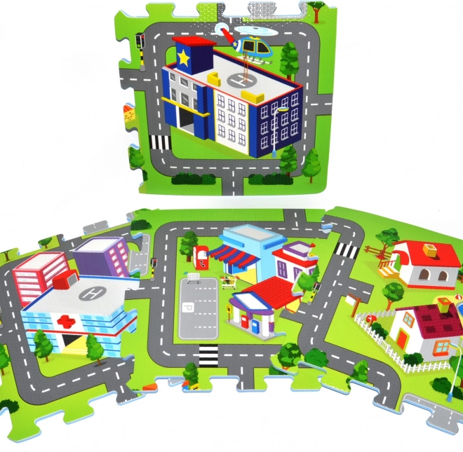 Piankowe puzzle z motywem miasta 9 szt.