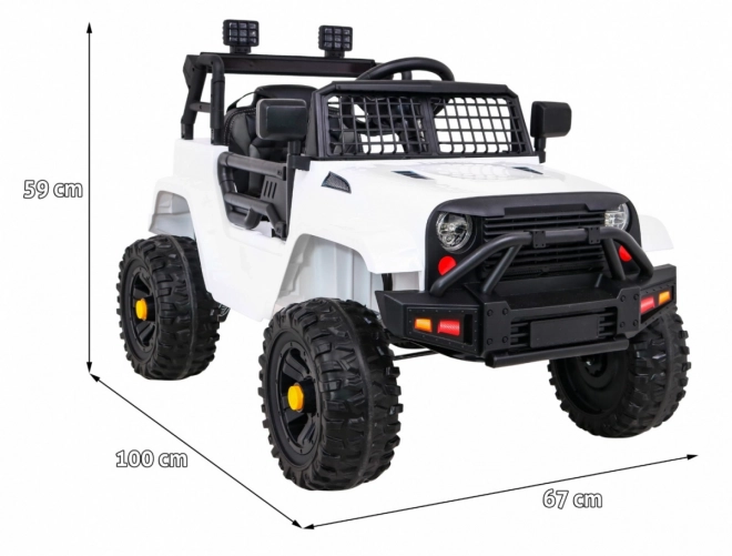 Samochód na baterie Jeep Dark Night dla dzieci + wolny start + EVA + LED audio – Białe