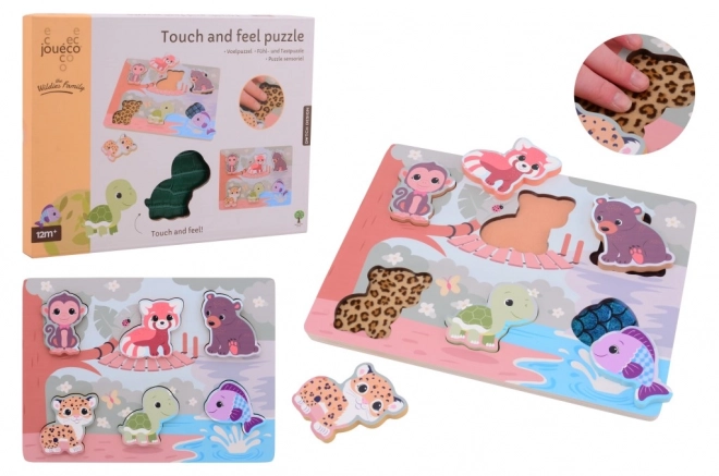 Drewniane puzzle dotykowe ze zwierzątkami Jouéco®
