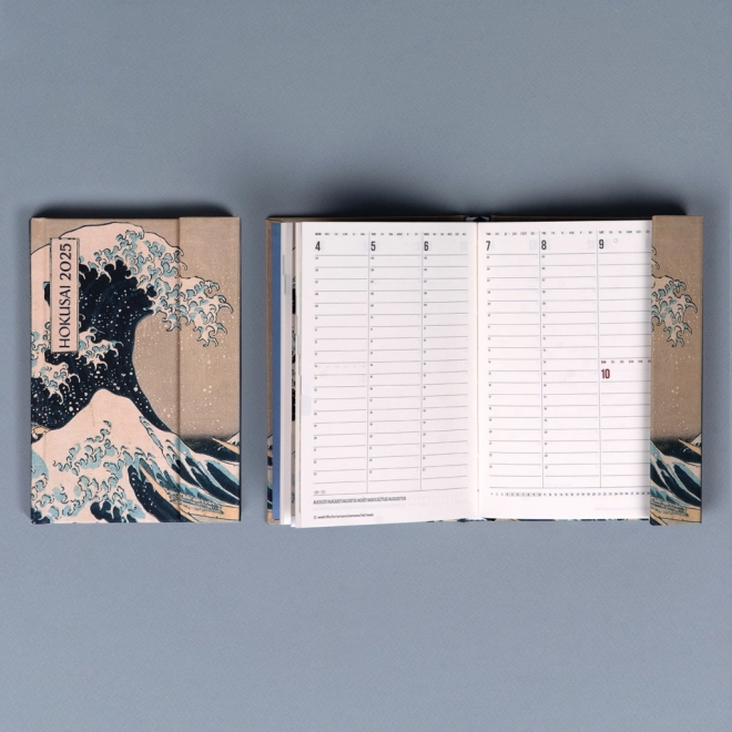 NOTIQUE Tygodniowy magnetyczny dziennik Katsushika Hokusai 2025, 11 x 16 cm