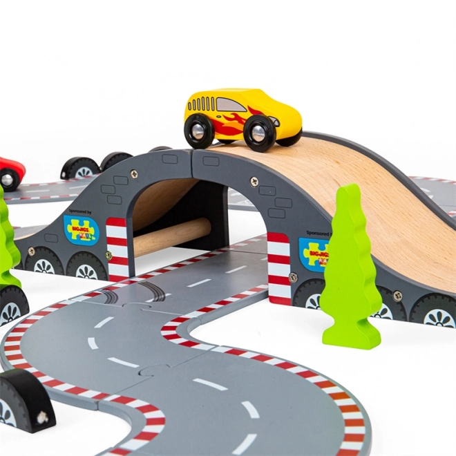 Bigjigs Rail Drewniana autostrada dzień wyścigu