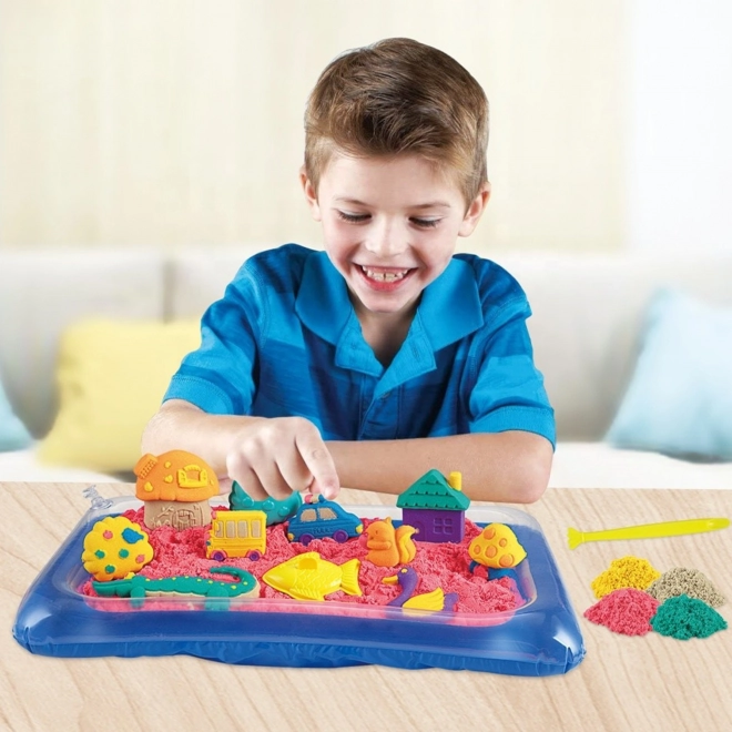 Magiczny piasek kinetyczny Woopie 0,8 kg - zestaw w koszu z foremkami
