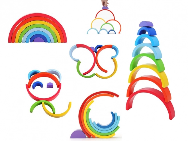 Montessori edukacyjne drewniane puzzle kolorowa tęcza + zadania ZA5328