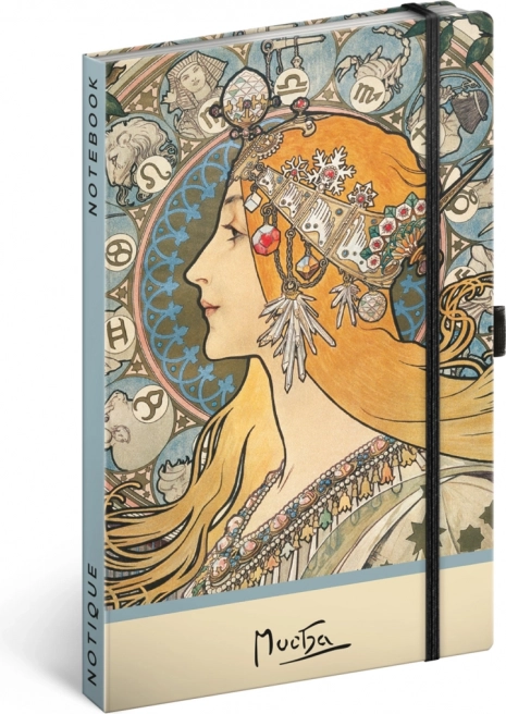 Notes Alfons Mucha – Zodiak, w kropki 13 × 21 cm