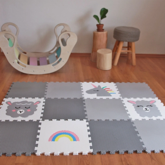 Minideckfloor podłoga 12 elementów - owieczka, lama, jednorożec, tęcza