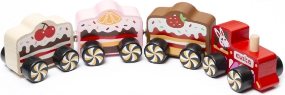 Drewniany pociąg z magnesami Cakes 4 elementy CUBIKA