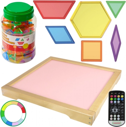 Podświetlany panel LED Masterkidz z pilotem i klockami Montessori 140 szt.