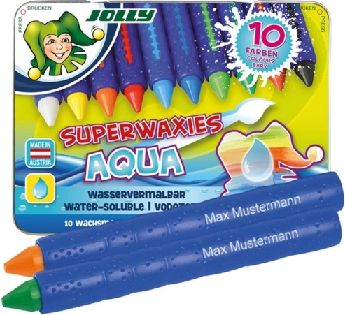 Niezłomne kredki woskowe AQUA w metalowym pudełku