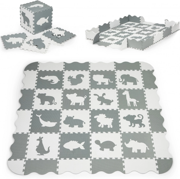 Piankowa mata z ogrodzeniem Puzzle suchy basen 36 szt. Ecotoys