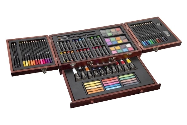 Zestaw do malowania - Art box kreatywny zestaw 103 szt. w drewnianej walizce w pudełku 39x27x9 cm