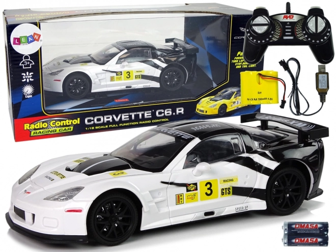 Wyścigowy samochód sportowy R/C 1:18 Corvette C6.R Biały 2.4 G Światła