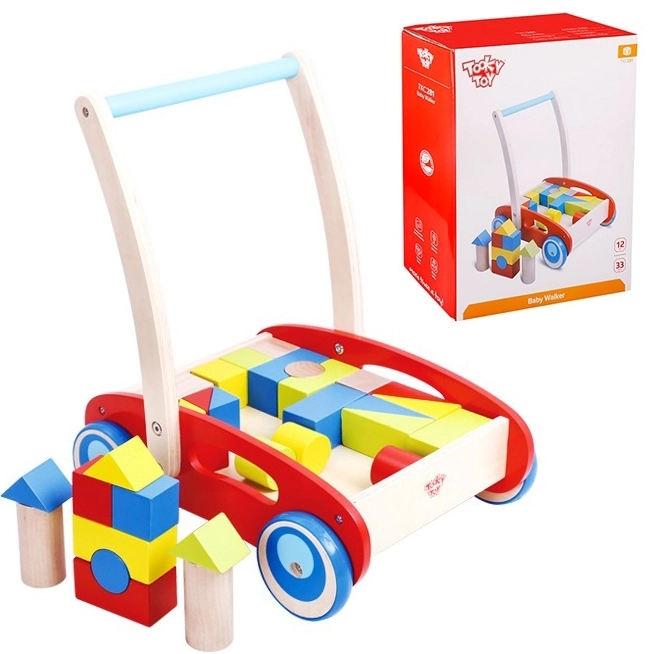 Drewniany chodzik z klockami Tooky Toy