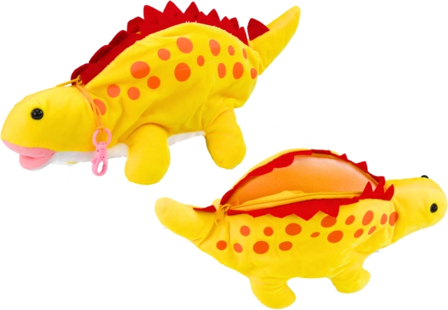Pluszowy dinozaur piórnik i skrytka żółty