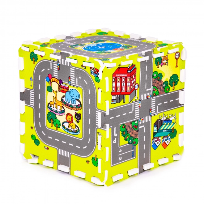 Piankowa mata do zabawy miasto – 9 elementów 90,5 × 90,5 cm IPLAY