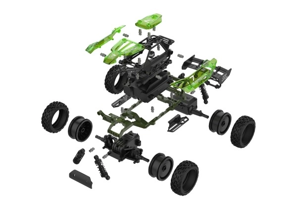 Samochód RC buggy plastik 22cm zestaw 24MHz na baterie zielone w pudełku 34x25x7cm