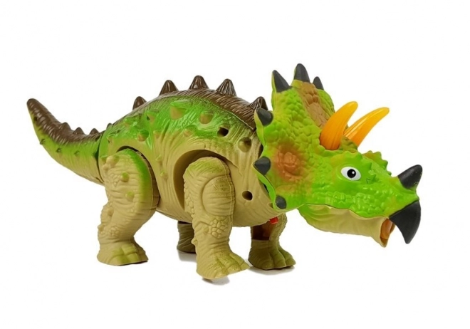 Dinozaur na baterie Triceratops zielony